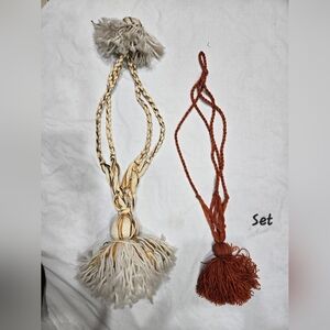 Vintage 1970s Macrame plant hanger Hanging planter set of 2 boho hippie vibes